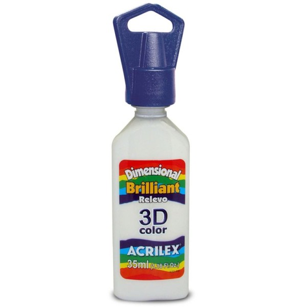 TINTA RELEVO DIMENSIONAL ACRILEX  35ml  BRILHANTE BRANCO