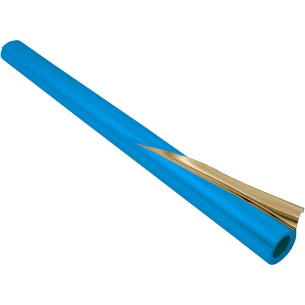 ROLO PAPEL METALIZADO FOLIA 50CM x 10MT  DUPLA FACE OURO / AZUL