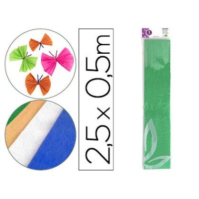 PAPEL CREPE 0,50x2,5MT VERDE METALIZADO