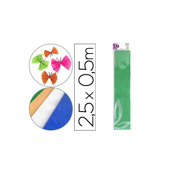 PAPEL CREPE 0,50x2,5MT VERDE METALIZADO