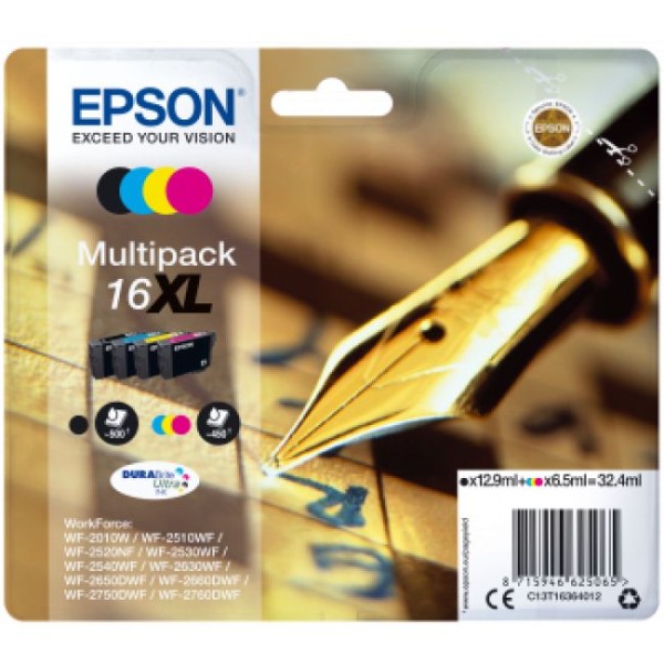 KIT 4 TINTEIROS EPSON 16XL (BK/C/M/Y) ORIGINAL