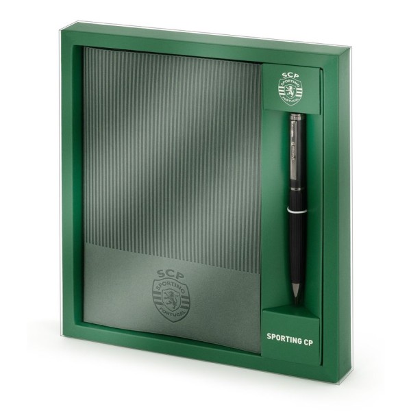 CONJUNTO DE BLOCO DE NOTAS A5 VERDE + ESFEROGRAFICA - SPORTING