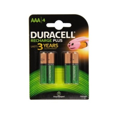 BLISTER C/ 4 x PILHA RECARREGAVEL DURACELL PLUS HR03 AAA 750mAh 1,2V
