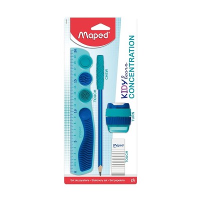 BLISTER C/ 4 PEÇAS LAPIS + BORRACHA + AFIA E REGUA  MAPED KIDY  CONCENTRATION