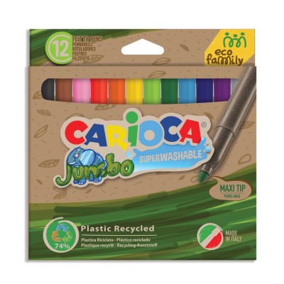MARCADORES FELTRO COLORIDOS CARIOCA MAXI  (12 CORES) - LAVAVEIS