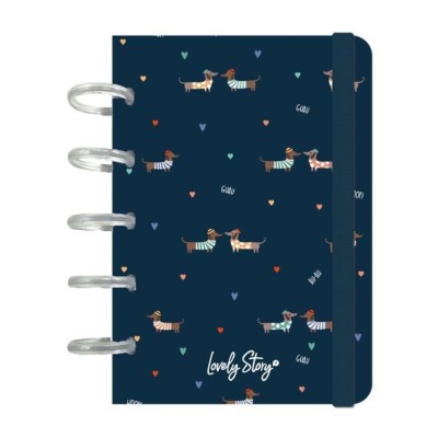 CADERNO INTELIGENTE A6 PAUTADO LOVELY STORY GUAU AZUL