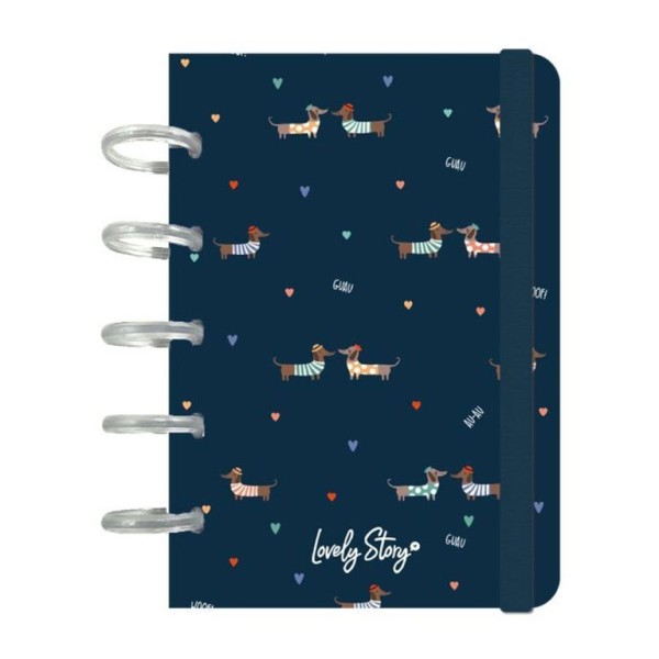 CADERNO INTELIGENTE A6 PAUTADO LOVELY STORY GUAU AZUL