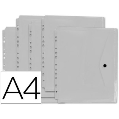 BOLSA ENVELOPE A4 PLASTICO C/FECHO MOLA/VELCRO CRISTAL MULTIPERFURADA
