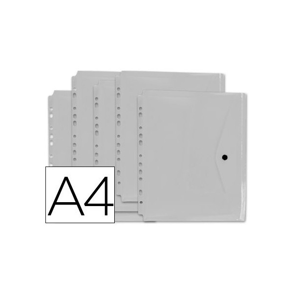 BOLSA ENVELOPE A4 PLASTICO C/FECHO MOLA/VELCRO CRISTAL MULTIPERFURADA