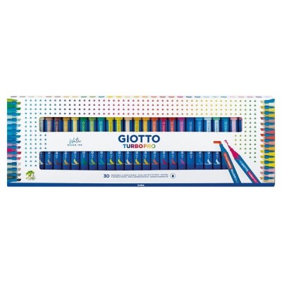 CAIXA C/ 30 x MARCADORES COLORIDOS DUPLA PONTA GIOTTO TURBO PRO AGUARELAVEIS (BASE AGUA) CORES SORTIDAS