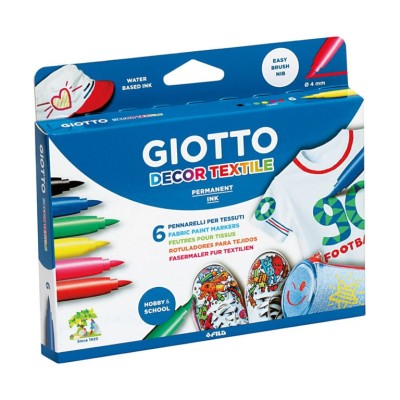 MARCADORES COLORIDOS GIOTTO DECOR TEXTIL P/ T-SHIRT (6 CORES)