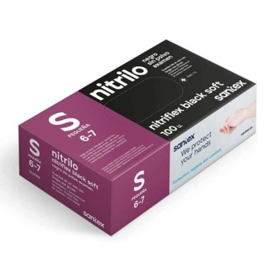 LUVAS DESCARTAVEIS S/PO NITRILO TAMANHO S PRETO 3.5gr.  Cx100