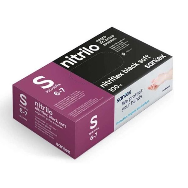 LUVAS DESCARTAVEIS S/PO NITRILO TAMANHO S PRETO 3.5gr.  Cx100