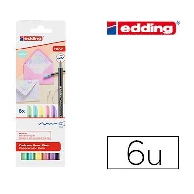 BLISTER C/ 6 x MARCADORES PERMANENTE EDDING 1200 CORES PASTEL