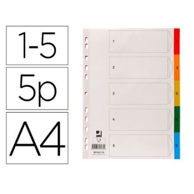SEPARADOR PLASTICO A4 NUMERADO 1-5   - PESTANA COLORIDA