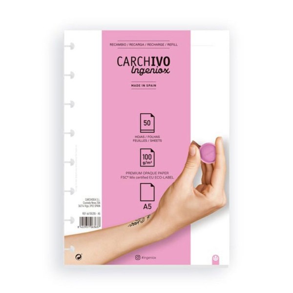 BLOCO RECARGA A5 100gr. 50FLS LISO -  P/ CADERNO INTELIGENTE INGENIOX
