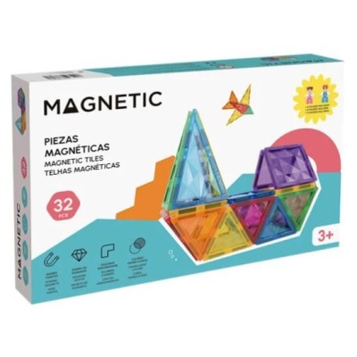 JOGO MAGNETIC C/ 32 PECAS FORMAS MAGNETICAS