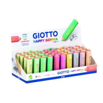 BORRACHA GRANDE GIOTTO HAPPY EM FORMA DE LAPIS - CORES SORTIDAS PASTEL