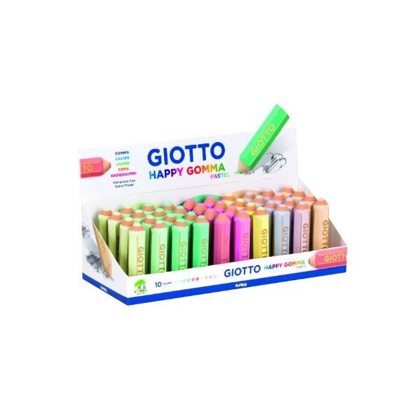 BORRACHA GRANDE GIOTTO HAPPY EM FORMA DE LAPIS - CORES SORTIDAS PASTEL