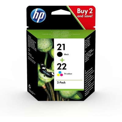 KIT 2 TINTEIROS HP Nº 21 PRETO + 22 TRICOLOR ORIGINAL