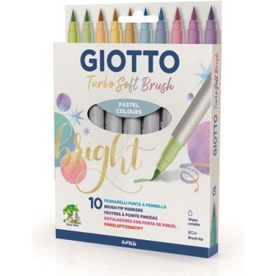 BLISTER C/ 10 x MARCADORES COLORIDOS GIOTTO TURBO SOFT BRUSH CORES PASTEL