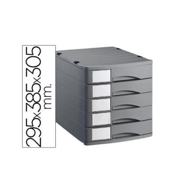 BLOCO CLASSIFICADOR C/ ETIQUETA INDENTIFICADORA C/ 5 GAVETAS 295x385x305mm CINZA