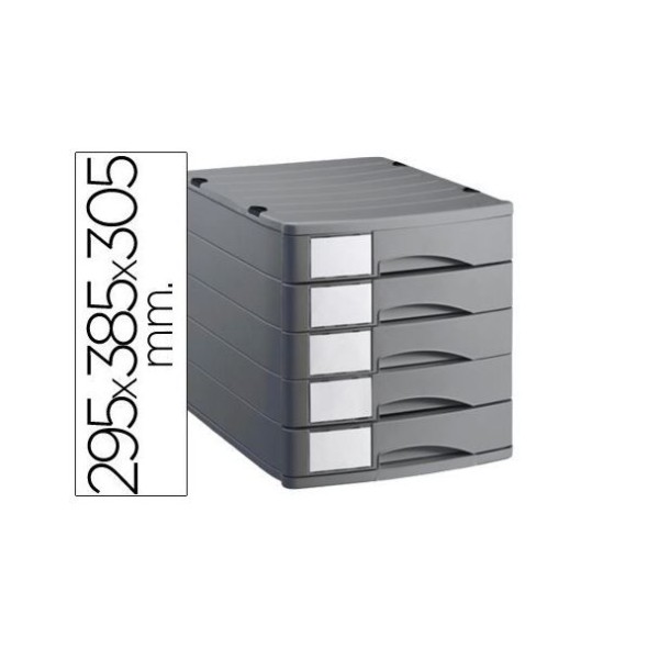 BLOCO CLASSIFICADOR C/ ETIQUETA INDENTIFICADORA C/ 5 GAVETAS 295x385x305mm CINZA