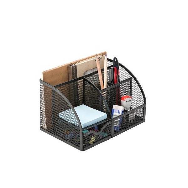 ORGANIZADOR / PORTA LAPIS C/ 5 DIVISOES S/ ACESSORIOS CURVO REDE PRETO