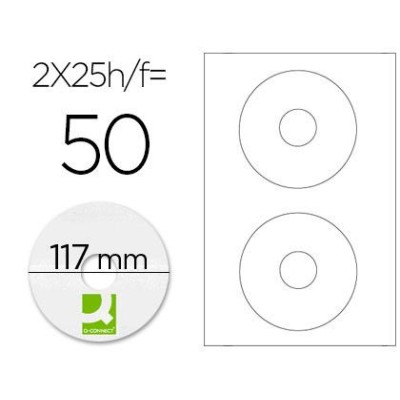ETIQUETAS QC  INKJET/LASER COLOR P/ CD 117mm 25FLS x 2 ETIQ.