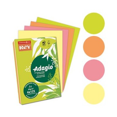 RESMA PAPEL FOTOCOPIA ADAGIO A4 80GR. 4x125FLS CORES FLUORESCENTES
