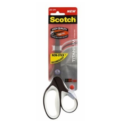 TESOURA SCOTCH LAMINAS EM TITANIUM 20CM C/ PEGA ERGONOMICA COR BRANCO/PRETO