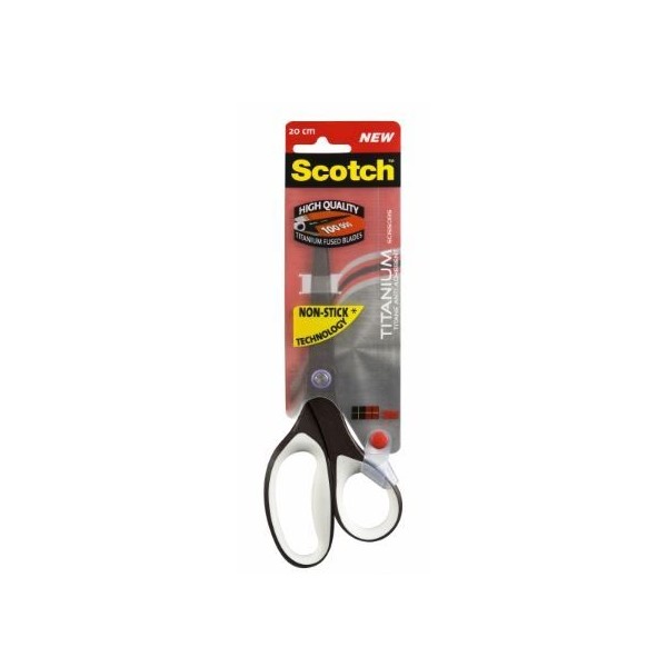 TESOURA SCOTCH LAMINAS EM TITANIUM 20CM C/ PEGA ERGONOMICA COR BRANCO/PRETO
