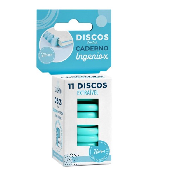 BLISTER C/ 11 x DISCOS 30mm P/ CADERNO INTELIGENTE INGENIOX A4/A5 - MENTA