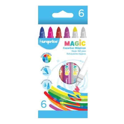 BLISTER C/ 6x CANETAS MAGICAS COM TINTA A BASE DE AGUA  3MM