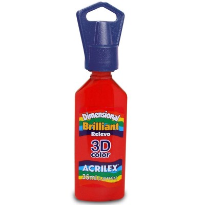 TINTA RELEVO DIMENSIONAL ACRILEX  35ml  BRILHANTE VERMELHO FOGO