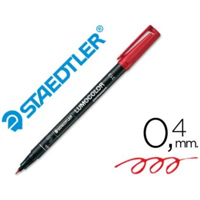 MARCADOR PERMANENTE ACETATO STAEDTLER LUMOCOLOR  0,4MM S VERMELHO