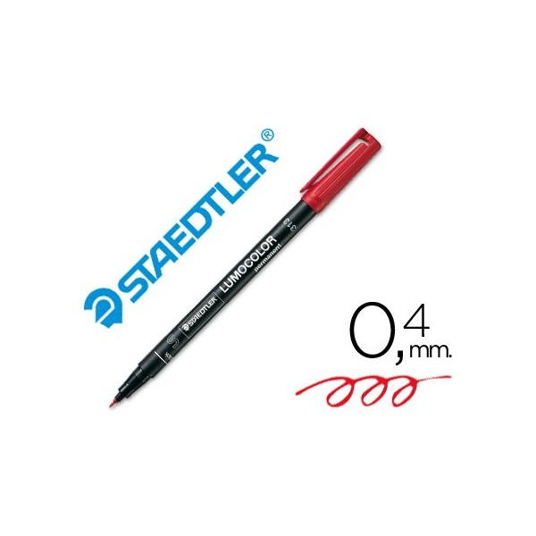 MARCADOR PERMANENTE ACETATO STAEDTLER LUMOCOLOR  0,4MM S VERMELHO