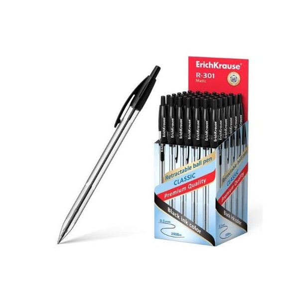 ESFEROGRAFICA RETRATIL ERICHKRAUSE R-301 1.0mm PRETO