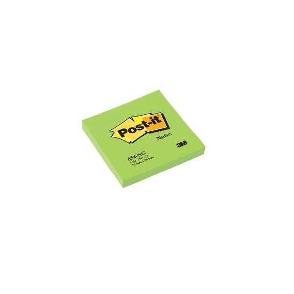 BLOCO Post-it® 76x76mm 100FLS 654N VERDE NEON
