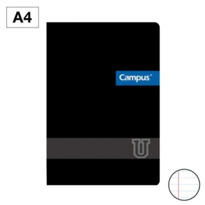 CADERNO AGRAFADO CAMPUS CAPA PRETA PLASTIFICADA A4 48FLS 90GR PAUTADO
