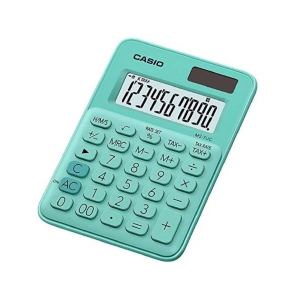 CALCULADORA SECRETARIA CASIO MS7UC VERDE CLARO 10 DIG
