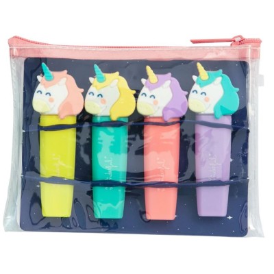 KIT 4 x MARCADORES MR WONDERFUL UNICORNIO - PARA TERES PLANOS DE MUITAS CORES - CORES PASTEL 