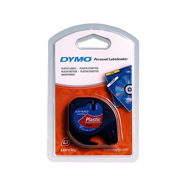 FITA DYMO LT ETIQUETA PLASTICO 12MMX4MT PRETO/VERMELHO