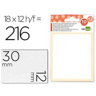 ETIQUETAS LP 12x30mm FOLHA 12x9cm 12FLS x 18 ETIQ