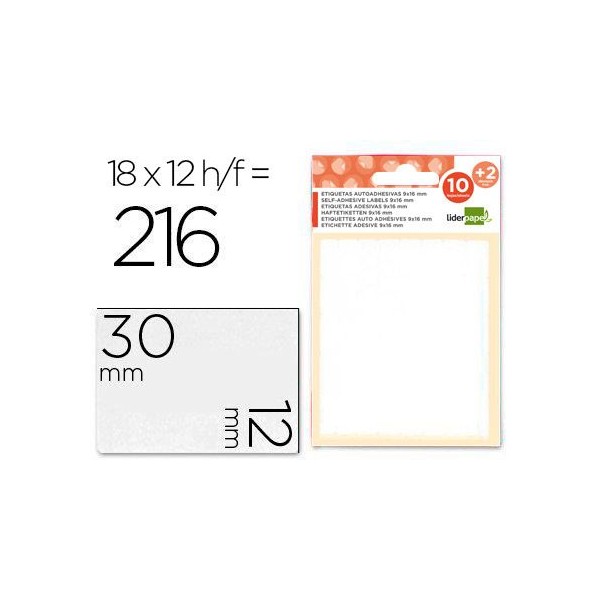 ETIQUETAS LP 12x30mm FOLHA 12x9cm 12FLS x 18 ETIQ