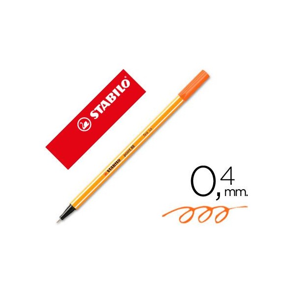 MARCADOR FINO STABILO FINELINER POINT 88 / 54  0,4MM LARANJA