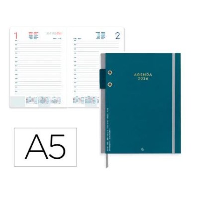 AGENDA ENCADERNADA DIARIA 2026 A5 PAXOS C/ ELASTICO AZUL