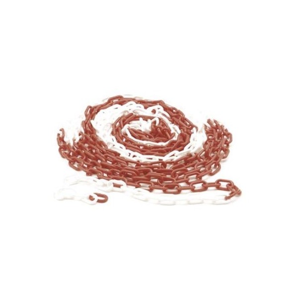 CORRENTE DE SINALIZAÇAO PLASTICO 6mm x 10mt VERMELHO E BRANCO