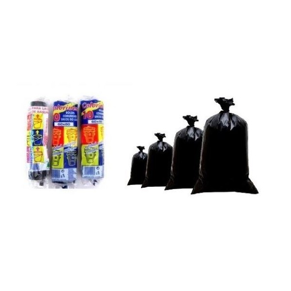 SACO LIXO PLASTICO CLORINES PRETO 50LTS (60x80cm) PACK_10unid.