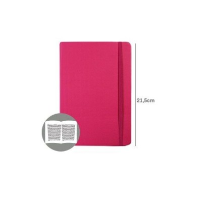 BLOCO NOTAS PAUTADO 215x145mm  116FLS CAPA SEMI PELE ROSA C/ELASTICO